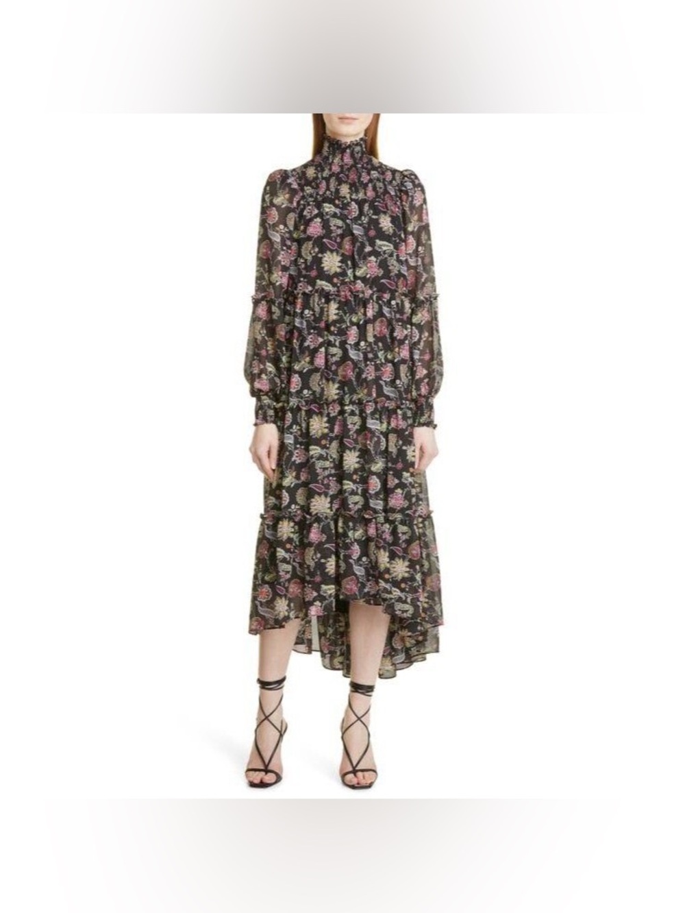 NWOT Cinq a Sept Paisley High Low Hem Floral Maxi Dress Size 6